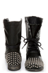 Steve Madden Tarnney Grey Leather Studded Lace-Up Combat Boots