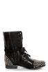 Steve Madden Tarnney Grey Leather Studded Lace-Up Combat Boots