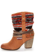 Steve Madden Tolteca Cognac Leather Southwest Mid-Calf Boots