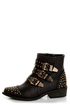 Shoe Republic LA Arly Black Ostrich Studded Ankle Boots