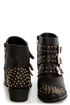 Shoe Republic LA Arly Black Ostrich Studded Ankle Boots