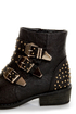 Shoe Republic LA Arly Black Ostrich Studded Ankle Boots