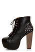 Shoe Republic LA Terza Black Spiked and Studded Lace-Up Booties