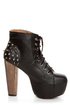 Shoe Republic LA Terza Black Spiked and Studded Lace-Up Booties