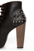 Shoe Republic LA Terza Black Spiked and Studded Lace-Up Booties