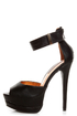 Shoe Republic LA Catarina Black Ankle Strap Platform Heels