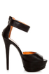 Shoe Republic LA Catarina Black Ankle Strap Platform Heels