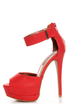 Shoe Republic LA Catarina Red Ankle Strap Platform Heels