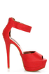 Shoe Republic LA Catarina Red Ankle Strap Platform Heels