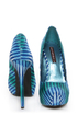 Shoe Republic LA Cheker Blue Glitter Print Platform Pumps