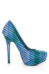 Shoe Republic LA Cheker Blue Glitter Print Platform Pumps