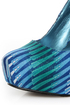 Shoe Republic LA Cheker Blue Glitter Print Platform Pumps