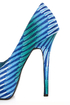 Shoe Republic LA Cheker Blue Glitter Print Platform Pumps