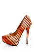 Shoe Republic LA Cheker Tan Glitter Print Platform Pumps