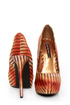 Shoe Republic LA Cheker Tan Glitter Print Platform Pumps