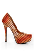 Shoe Republic LA Cheker Tan Glitter Print Platform Pumps