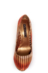 Shoe Republic LA Cheker Tan Glitter Print Platform Pumps