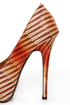 Shoe Republic LA Cheker Tan Glitter Print Platform Pumps