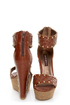 Shoe Republic LA Colly Brown Woven and Studded Platform Wedges