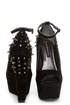 Shoe Republic LA Deare Black Spiked and Studded Platform Wedges