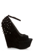 Shoe Republic LA Deare Black Spiked and Studded Platform Wedges