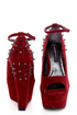 Shoe Republic LA Deare Wine Red Spiked & Studded Platform Wedges