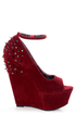 Shoe Republic LA Deare Wine Red Spiked & Studded Platform Wedges