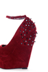 Shoe Republic LA Deare Wine Red Spiked & Studded Platform Wedges