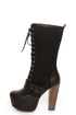 Shoe Republic LA Fiorina Black Belted Lace-Up Platform Boots