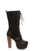 Shoe Republic LA Fiorina Black Belted Lace-Up Platform Boots
