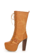 Shoe Republic LA Fiorina Mocha Belted Lace-Up Platform Boots