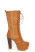 Shoe Republic LA Fiorina Mocha Belted Lace-Up Platform Boots