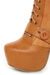 Shoe Republic LA Fiorina Mocha Belted Lace-Up Platform Boots