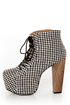 Shoe Republic LA Gardena Black Houndstooth Lace-Up Ankle Boots