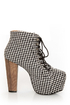 Shoe Republic LA Gardena Black Houndstooth Lace-Up Ankle Boots