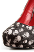 Shoe Republic LA Ghost Black Velvet Skull Print Pumps