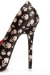 Shoe Republic LA Ghost Black Velvet Skull Print Pumps