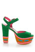 Shoe Republic LA Gothic Jade Green Braided Color Block Heels