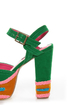Shoe Republic LA Gothic Jade Green Braided Color Block Heels