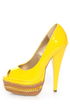 Shoe Republic LA Leisure Yellow Patent Chained Platform Pumps