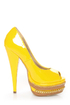 Shoe Republic LA Leisure Yellow Patent Chained Platform Pumps