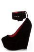 Shoe Republic LA Lynn Black Ankle Strap Mega Platform Wedges