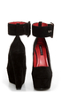 Shoe Republic LA Lynn Black Ankle Strap Mega Platform Wedges