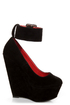 Shoe Republic LA Lynn Black Ankle Strap Mega Platform Wedges