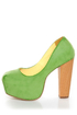 Shoe Republic LA Maple Apple Green Burnished Platform Heels