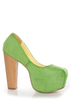 Shoe Republic LA Maple Apple Green Burnished Platform Heels