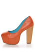 Shoe Republic LA Maple Orange Burnished Platform Heels