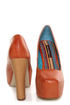 Shoe Republic LA Maple Orange Burnished Platform Heels