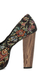Shoe Republic LA Media Black Floral Tapestry Platform Heels