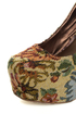 Shoe Republic LA Media Gold Floral Tapestry Platform Heels
